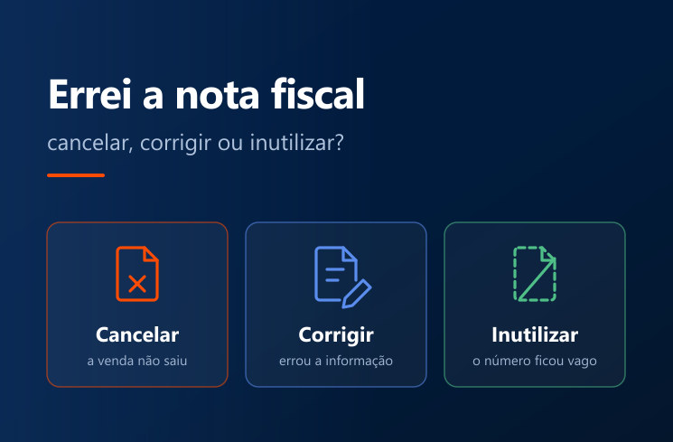 Os tres caminhos para resolver erro em nota fiscal: cancelar, corrigir ou inutilizar